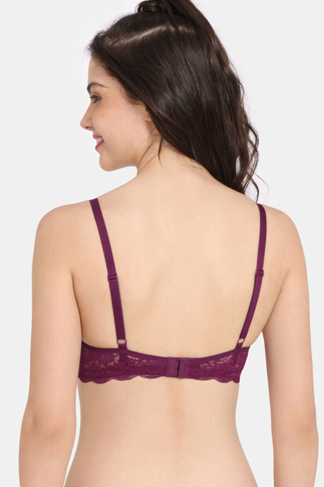 Rosaline Everyday Single Layered Non Wired 3/4th Coverage Sheer Lace Bra - Raspberry Radiance — image 2